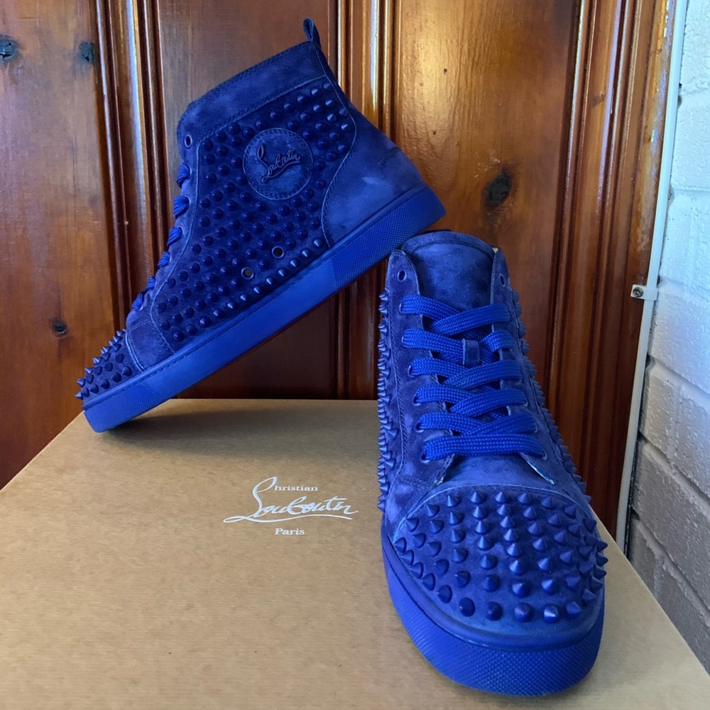 Christian Louboutin Louis Spike Flat Atlantic Blue EU 43 US 10 - Picture 4 of 13